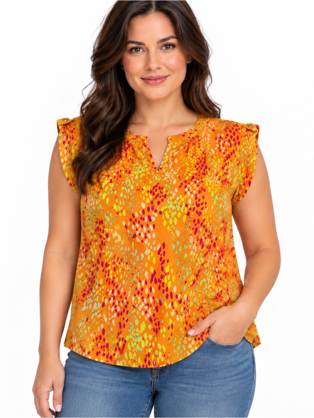 Dear Scarlett Colorful Abstract Print Blouse XL NWT